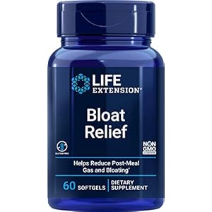 Life Extension Bloat Relief Helps Relieve Occasional Gas & Bloating After Meals, Post-Meal Comfort Support Turmeric, Artichoke & Ginger Extract, Fennel Seed Oil – Gluten-Free, Non-GMO – 60 Softgels