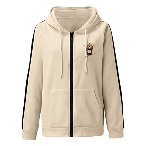 Hoodie Damen Damen Zip Hoodie Fashion Oversized Print Hoodie Comfort Plus...