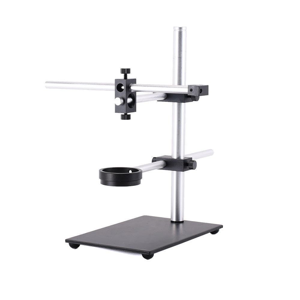 Lab Microscope Accessories Dual Arm Rotatable Boom Large Aluminum CNC Heavy Duty Stereo Table Stand 56mm Ring Holder Metal Table Stand for Industry Camera