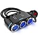 Sunjoyco 3-Socket Cigarette Lighter Adapter, 100W 12V/24V Power DC Outlet Splitter with 3.1A Dual USB Car Charger and On/Off Switch + Voltage Display for iPhone iPad Samsung GPS Dashcam