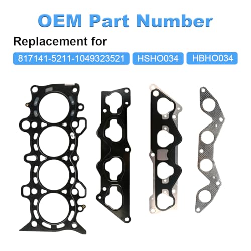 Image of Cylinder Head Gasket Set with Bolts Compatible with 2001 2002 2003 2004 2005 Honda Civic DX LX Civic 1.7L D17A1 Replacement for HS26236PT-2 HSHO034 HBHO034