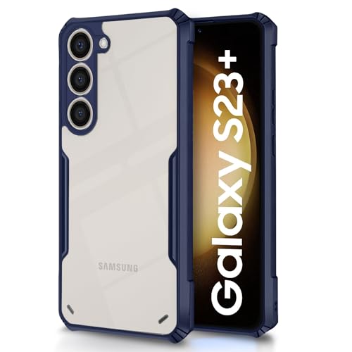 Image of Pikkme Samsung Galaxy S23 Plus Back Cover | Crystal Clear Transparent Back | Ultra Hybrid | Full Camera Protection | Raised Edge | Bumper Back Case (Blue)