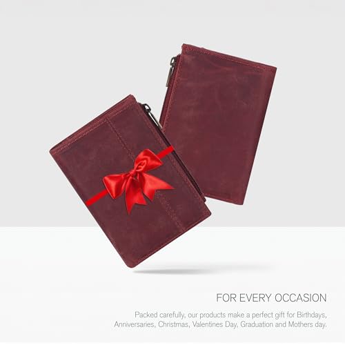 Image of Oak Leathers Wallet For Women Full Grain Leather - Small RFID Coin Purse Credit Card & ID Holder for Ladies,Bifold Wallets for Teenager | Small