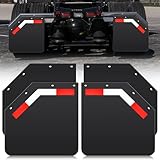 BBTO 4 Pack 24" x 24" Angled Mud Flaps for Semi Trucks 1/5" Thick Black Heavy Duty Mudflaps with 8 Pcs PVC Night Reflective Stickers Fit for Semi Trucks Trailers