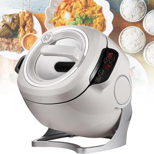 Máquina de cocina, aparato de cocina multifuncional totalmente automático de 6 litros, arranque inteligente, velocidades ajustables, rotación automática de 360° para el hogar o restaurante