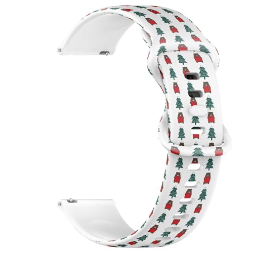 Compatible with Garmin Fenix 7/7 Pro, Fenix 6/6 Pro, Fenix 5/5 Plus, Epix (Gen2) / Epix Pro (Gen2), 22mm Sport Watch Band (Cute Cartoon Bear Xmas Tree) Silicone Soft Strap Bracelet