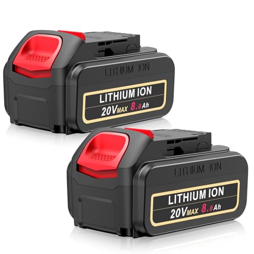 Image of Futurebatt 8000mAh Battery Replacement for Dewalt 20V Max Lithium Ion Compatible with Dewalt Batteries DCB205 DCB206 DCB207 DCB204 DCB201 DCB200 DCD DCF DCG Series Cordless Power Tools (2 Pack)