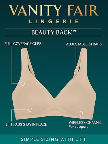 Vanity Fair Women's Beauty Back Smoothing Wireless Bra with Lift, Simple Sizing Available S-3xl4