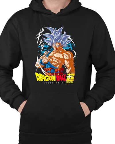 WriteFusion Dragon Ball Z Super - Design dynamique d'anime - Épique arts martiaux Shonen pour les vrais fans de Saiyan Style I Sweat à capuche, noir, L