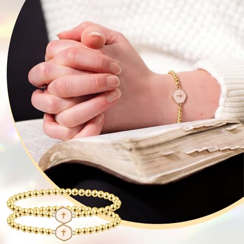 Tondiamo 24 Pcs Christian Bracelets for Women Religious Gift, Gold, Cross by Tondiamo - Used condition - Image 3