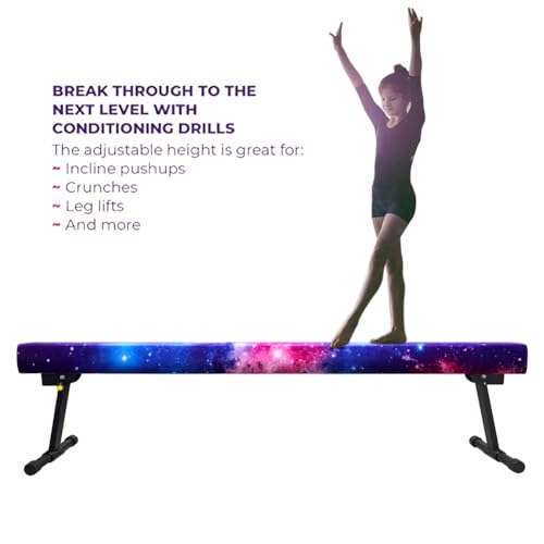 Sealoha 8ft Ultrasimple Adjustable&Foldable Balance Beam,High-Low Floor Beam Suede Gymnastics Equipment, Gymnastics Beam for Training&Professional HomeTraining (Gym Beam, Star, 8ft)