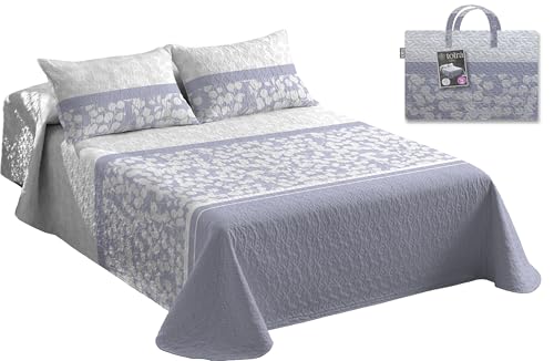 Tolrá - Colcha Cubrecama Bouti Estampada para Primavera y Verano | Incluye Funda de Cojín 50x70cm | 100% Microfibra Muy Suave (Amapola Malva, Cama 150-160cm con 2 Fundas Cojín)