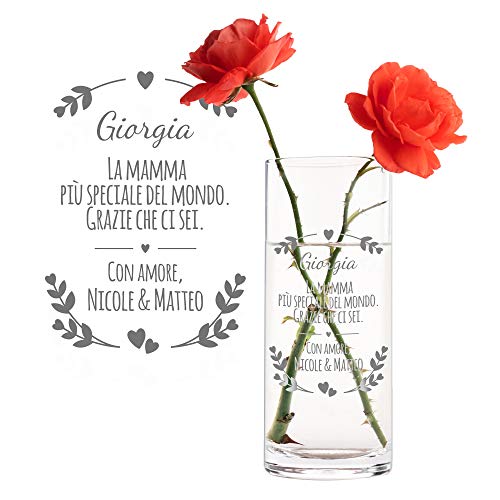 Casa Vivente Vaso da Fiori Rotondo in Vetro per la...