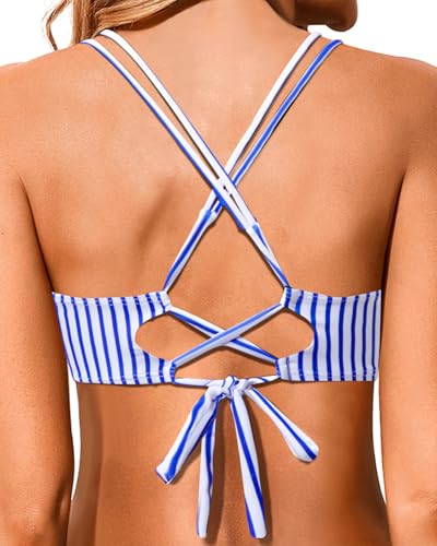 Image of Holipick Twist Front Bikini Tops for Women - Push Up Bathing Suit Top Padded Swimsuit Top