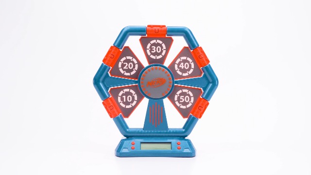NERF Digitale Klapp-Zielscheibe – Mit Licht & Display, 5 Ziele + Bullseye, 3 Spielmodi, Für Solo Oder Multiplayer, Ab 8 Jahren