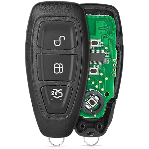 Beefunny Replacement Flip Remote Keyless Entry Key Fob for Ford Focus 2012-2019 C-Max 2013-2019 Fiesta 2011-2019 FCC ID:KR55WK48801 PN:164-R8048 3Buttons 434MHz 4D63Chip (with chip) Cover