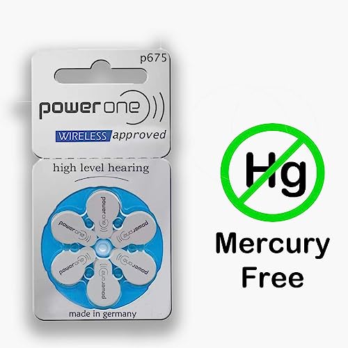 Image of Power One Hearing Aid Battery Size 675, Pack of 30 Batteries, 5 Strips, (FatCherry)