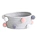 WPHH Pompon Corda di Cotone Cestino di Immagazzinaggio Fatti A Mano Tessuto Vestiti Sporchi Cesto Portabiancheria Giocattoli per Bambini Articoli Vari per Desktop Organizer Paniere,Grigio,L
