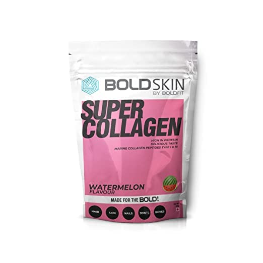 Collagen Supplement For Women & Men. Marine Collagen Peptides Type 1 & 3, Vitamin C, Biotin, Supports Skin Hair Nails Joints Bones, - 200 gm Powder (Watermelon Flavor)