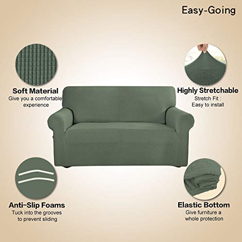 Image of Easy-Going Stretch Oversized Sofa Slipcover 1-Piece Sofa Cover Furniture Protector Couch Soft with Elastic Bottom for Kids, Polyester Spandex Jacquard Fabric Small Checks Greyish Green