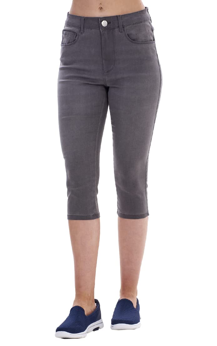 Chicwhisper Women's Grey Skinny Denim Cropped Jeans