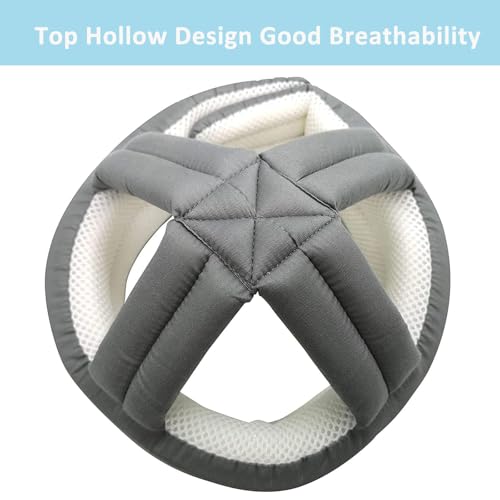 Image of Elderly Protective Helmet, Thick Soft Special Needs Safety Helmet Adjustable Breathable Seniors Fall Prevention Head Protection Cap for Older Surgery Recovery Head Injury Shock (Gray Mesh Inner)