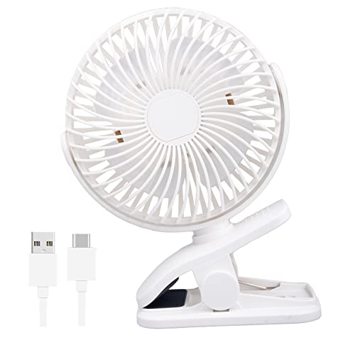 Wangdajiedian Portable Clip On Fan, 4 Speeds 360° Rotation Personal Clip Fan, 20 Hours Work Time, Quiet Usb Stroller Fan Small Desk Fan For Office, Bed, Treadmill, Car, Outdoor Camping, Golf(White) #TOP14