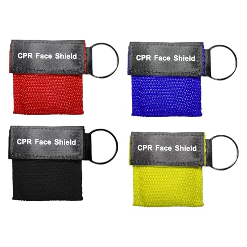 FangBoJie - 4 Stück Beatmungsmaske Erste Hilfe, CPR Maske Face Shield, Beatmungsmaske Schlüsselanhänger, Beatmungstuch, Feuerwehr Ambubeutel, Tragbarkeit Beatmungsbeutel - -7%