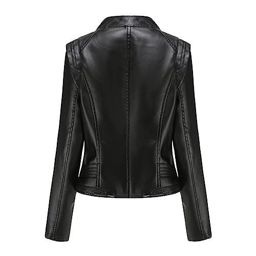Veste courte en cuir synthétique ajustée à fermeture éclair - 3
