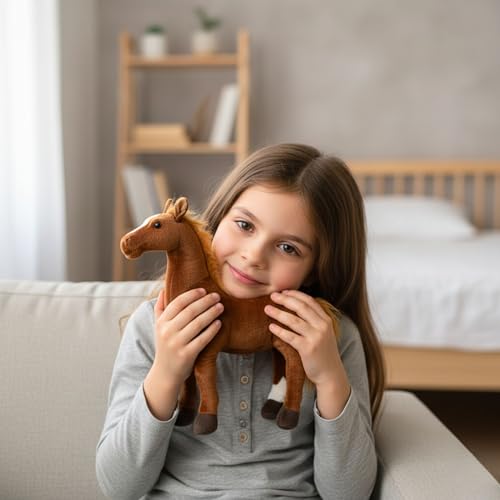 Image of Tickles Standing Horse Soft Stuffed Plush Animal Toy for Kids (Size: 30 cm Color: Brown)