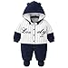JiAmy Bebé Niños Mameluco con Botines Ropa de Invierno Fleece Traje de Nieve con Capucha Trajes Raya 6-9 Meses