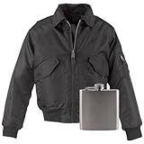 cwu jacket mil tec aufstellbarer Kragen Spaß Kostet CWU Bomberjacke schwarz mit Flachmann wind und wasserabweisend Grösse S bis 7XL