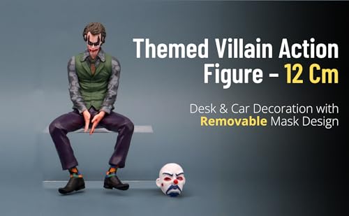 Image of 12 Cm Clown-Themed Villain Action Figure - Sitting Pose Figurine with Removable Mask, Multicolor Desk & Car Decoration -(1 Piece)