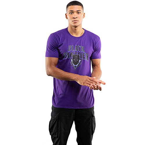 Cotton Soul Black Panther Marvel Panther Logo Shield - Camiseta para hombre, Morado (, M