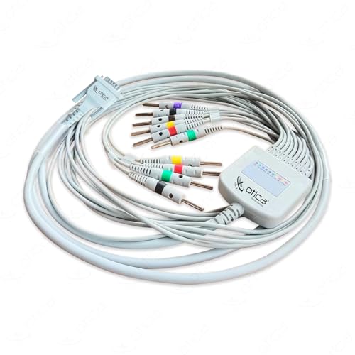 Image of OTICA ECG Cable 10 Lead 4mm Banana Type Pin Compatible with All Brands ECG Machine (Screw Type, Only ECG Cable)
