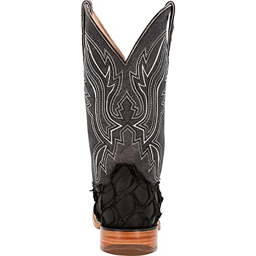 Durango Mens Premium Exotics Pirarucu Embroidered Square Toe Pull On Dress Boots Mid Calf - Brown4