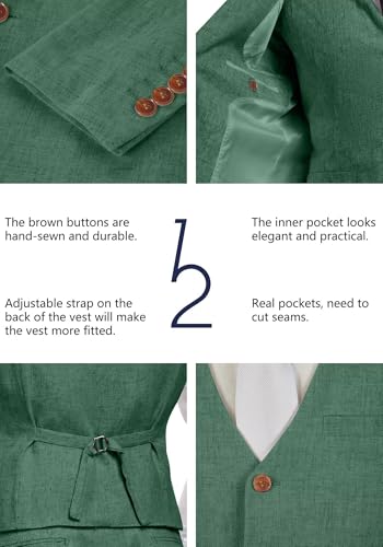 3 Piece Suit Tweed Herringbone Men's Suits Slim Fit Groom Tuxedos Set Prom Brown Grey Jacket Blazer Vest Pants Dark Gray L4