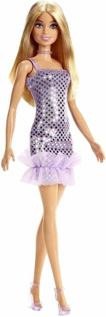 Barbie® Doll, Kids Toys, Blonde Hair, Lavender Metallic Mini Dress, Trendy Clothes and Accessories, Gifts for Kids​