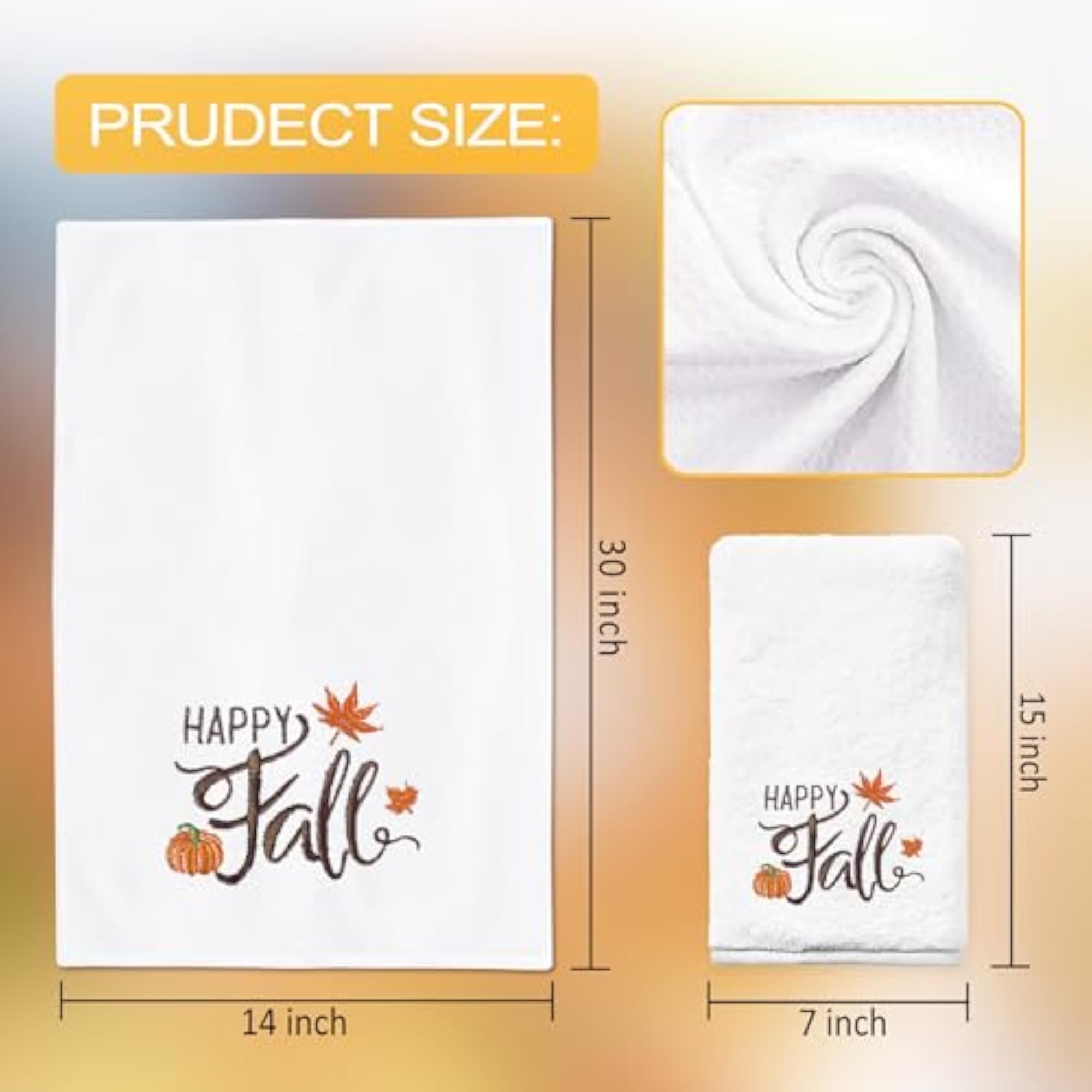 Fall Hand Towels for Bathroom Set of 2, Pumpkin Decor
