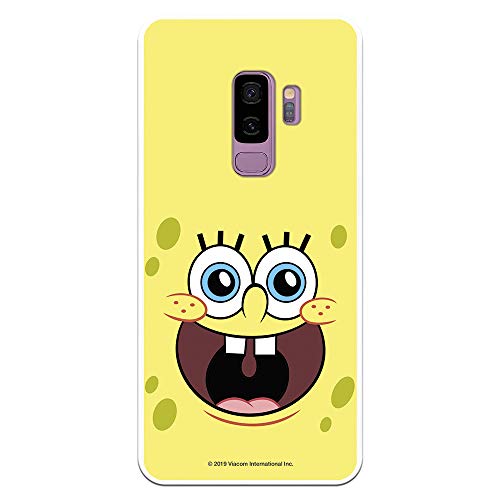Funda para Samsung Galaxy S9 Plus Oficial de Bob Esponja Bob Alegre para Proteger tu móvil. Carcasa para Samsung de Silicona Flexible con Licencia Oficial de Nickelodeon.