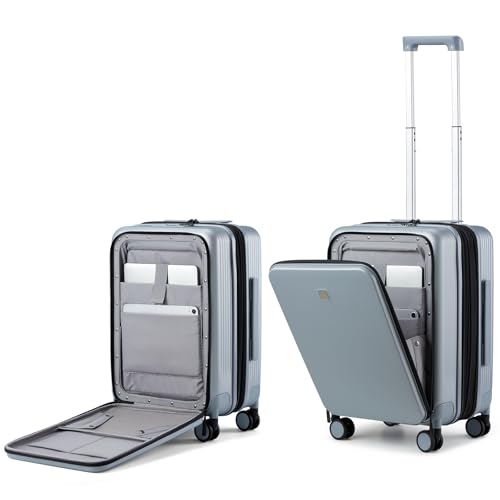Image of Hanke Grace Suitcases with Wheels Hardshell Carry On Luggage Airline Approved, 20 Inch Travel Suitcase Lightweight Tsa Luggage for 2-3 days Short Business Trips., Grey, 20 Inch Expandable, Suitcase