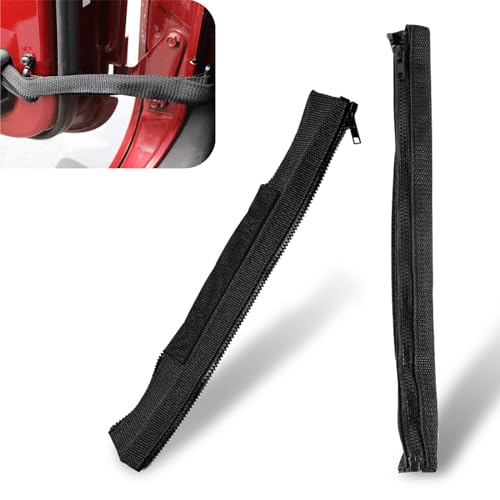 fasebeek 2 PCS Car Door Rope Limit Strap, Zipper Type Strong Stretch-resistant Thickened Webbing, Non-destructive Installation Accessories, Compatible with Jeep Wrangler 2007-2019 TJ JK JL JT (Black)
