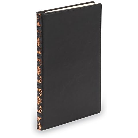 Samsill Antique Classic Size Writing Notebook, Hardbound Cover, 5.25 Inch x 8.25 Inch, 100 Vintage Look Ruled Sheets (200 Pages), Black (Diary, Journal) Cover