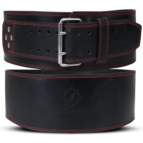 Leatherific,Genuine Leather Weight Lifting Belt,8 mm Thick, 4" Wide,Heavy duty, Padded, Steel Buckle,For Bodybuilding, Cross Training, Lumbar Support (XXL(Fits 45"-50"), Metal Black) by Leatherific - Used condition - US$50.04