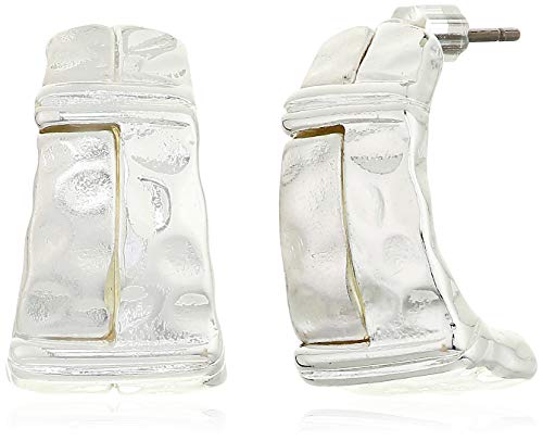 Chaps Women's Silver Tone Small C Hoop Earrings, One Size