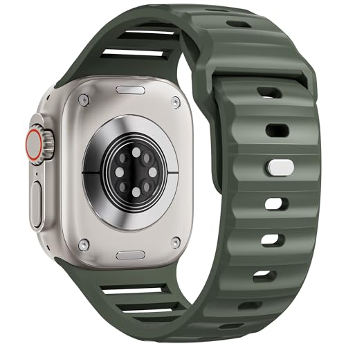Sport Bands for Apple Watch Ultra 2 Band 49mm 45mm 44mm 42mm Men Women,Wide Rugged Silicone Waterproof Strap Replecement Wristband for iWatch Ultra Band Series 9 8 7 6 SE 5 4 3 2 1,Ultra2/Ultra