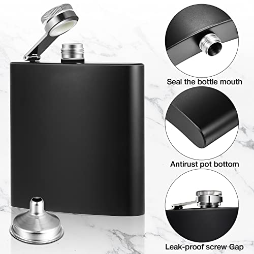 20 Pieces 6 Oz Stainless Steel Flask With Funnel Hip Flask For Liquor Leak Proof Camping Drinking Pocket Flasks Black And Silver Flask Set For Men Groomsmen Bridal Women Wedding Party Supplies #TOP4