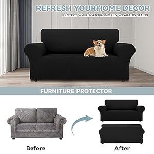LURKA Stretch Loveseat Sofa Slipcovers 1 Piece Couch Covers for Sofa Furniture Protector Full Sofa Covers with Elastic Bottom for Kids and Dog (Medium, Black) LURKA Stretch Loveseat Sofa Slipcovers 1 Piece Couch Covers for Sofa Furniture Protector Full Sofa Covers with Elastic Bottom for Kids and Dog Medium Black