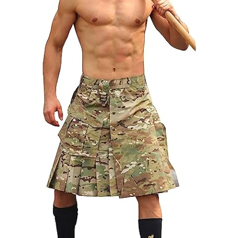 GSGGIG Men's Kilt for Men Utility Tactical Kilts for Men,Mens Kilts Irish Scottish Kilts Mens Skirt with Cargo Pockets 0911 CP Camo 32 Cover