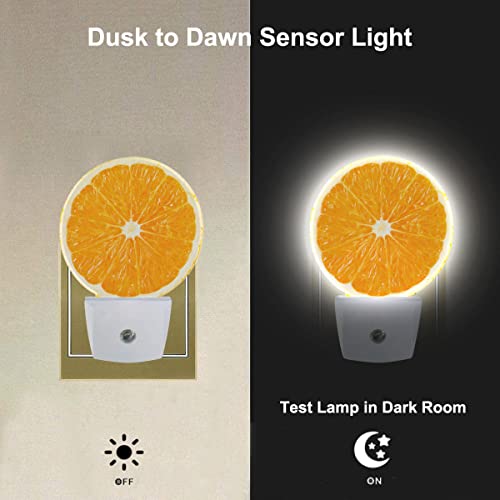 Image of Orange Slice Night Light Sweet Fruits Yellow Night Lights Plug into Wall 0.5W LED Lighting Auto on /Off for Hallway Stairway Kitchen Home Decor